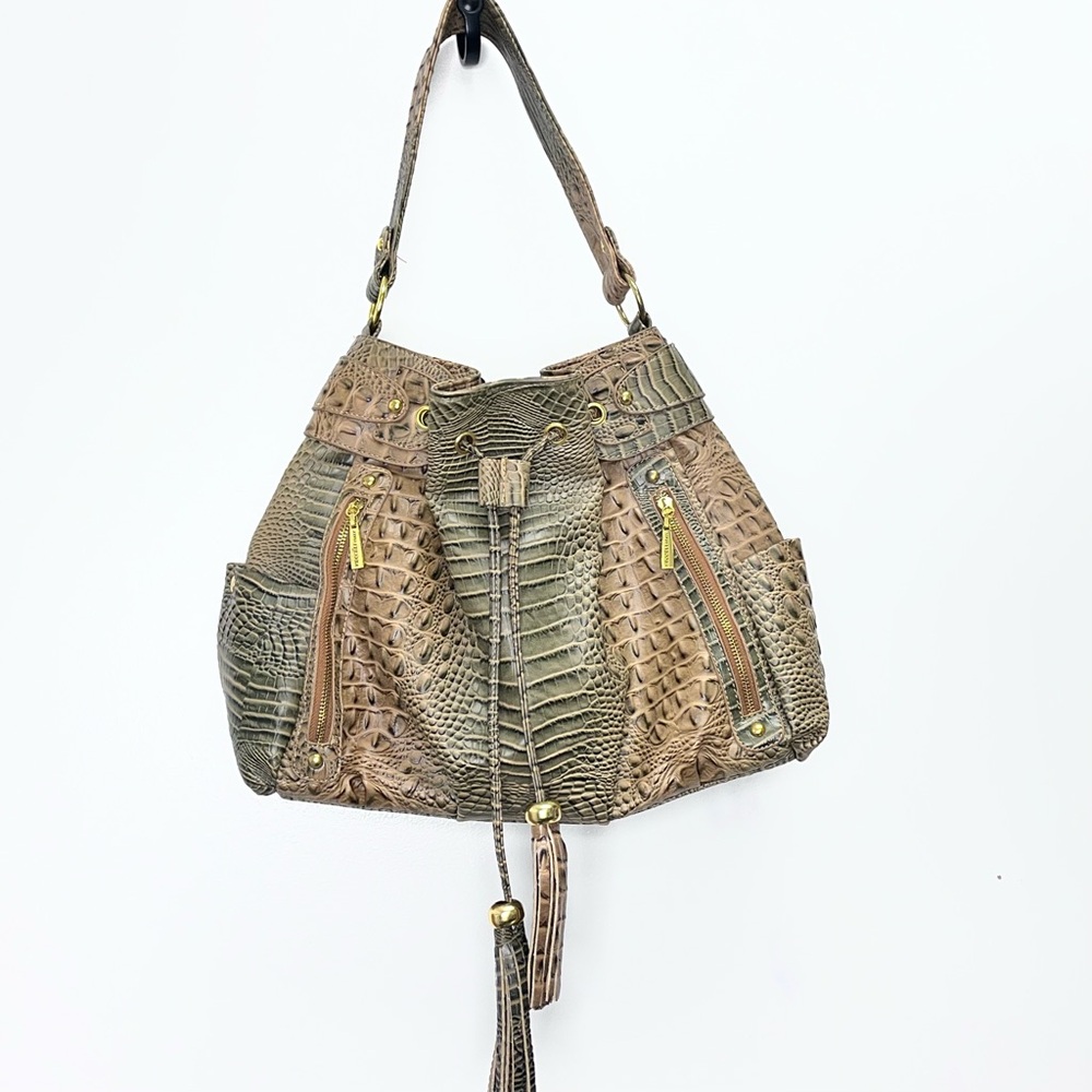 Vecceli Italy Faux Crocodile Embossed Hobo Shoulder Bag